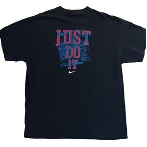 Vintage Nike USA Tee L Just Do It Swoosh Dark Navy‎ Fade 90s